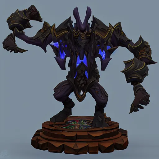 Prompt: darklord amdusc stylized stl fantasy miniature, 3 d render, activision blizzard style, hearthstone style