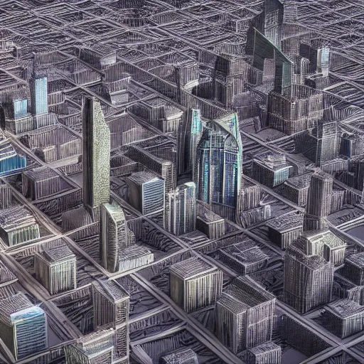 Image similar to a 3D render of a city, 4k,