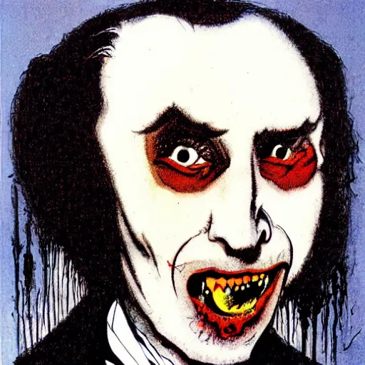 Prompt: portrait of dracula by ralph steadman