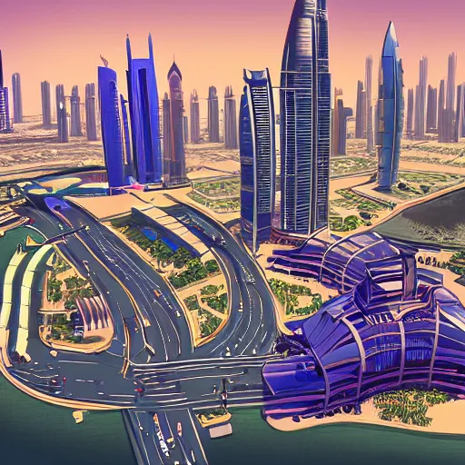 Prompt: gta : dubai, illustration