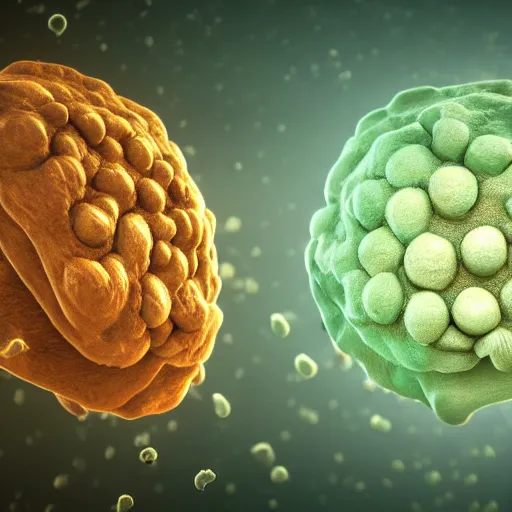 Prompt: a breathtaking view of micro - biology, we see cells splitting and macrophages consuming virus ', beautiful lighting, very high detail, subtle volumetric lighting, sub - surface scattering, arnold render, dof, zeiss 2 0 mm,