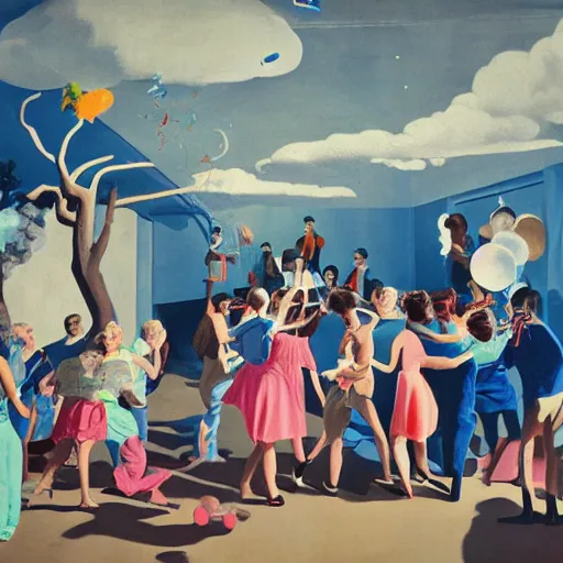 Image similar to having a cool party birthday party, painting by neo rauch