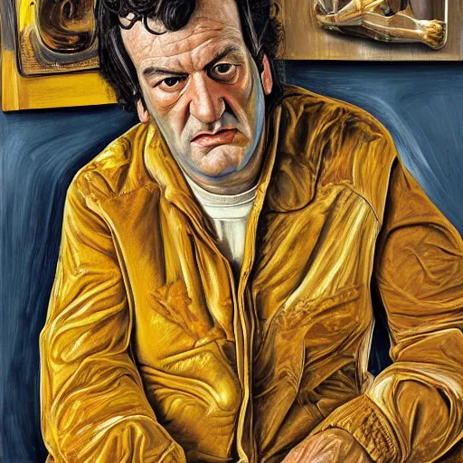 Prompt: high quality high detail painting by lucian freud, hd, portrait of yellow tarantino