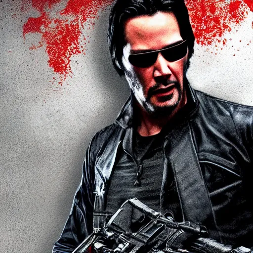 Image similar to Keanu reeves as The punisher digital art 4K detail