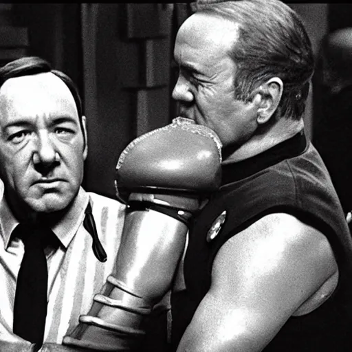 Prompt: kevin spacey fighting gorn from star trek