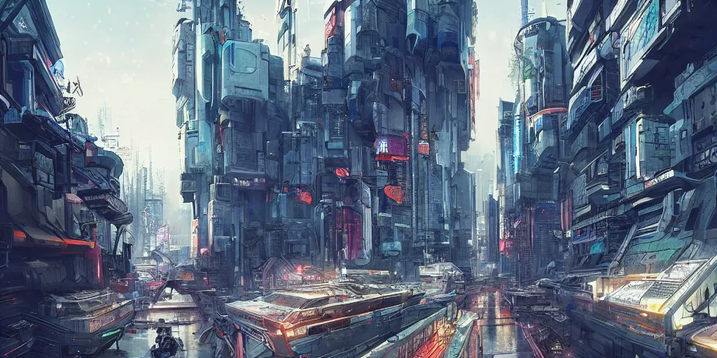 Image similar to futuristic cyberpunk russian street, trending on artstation.