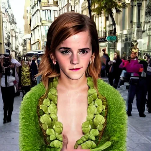 Image similar to emma watson as an avocado chair