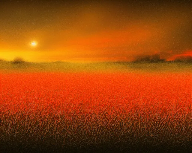 Prompt: fields of flame, digital art