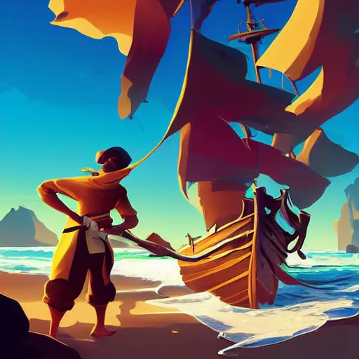 Image similar to painting treasure on sea of thieves game smooth median photoshop filter cutout vector, behance hd by jesper ejsing, by rhads, makoto shinkai and lois van baarle, ilya kuvshinov, rossdraws global illumination