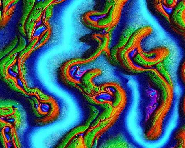 Image similar to deepdream slugdogs. a beautiful image of a mountain river, altered by googles deepdream algorithm