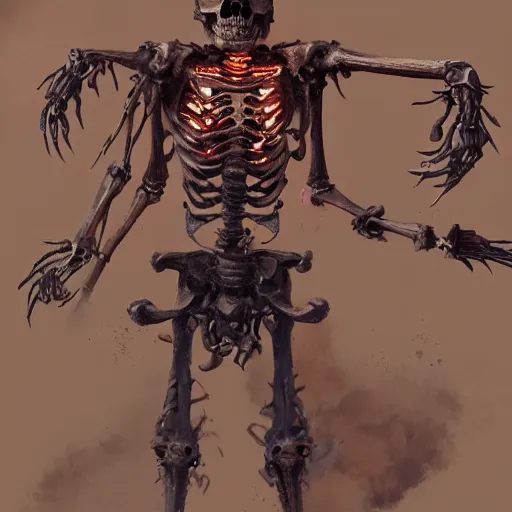 Prompt: Flaming Skeleton, Full Body, by greg rutkowski