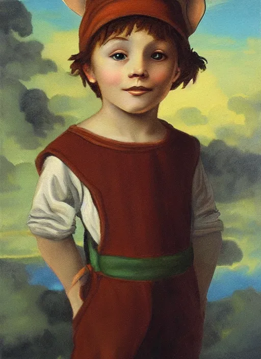 Image similar to oil painting portrait of peter pan by da vinci