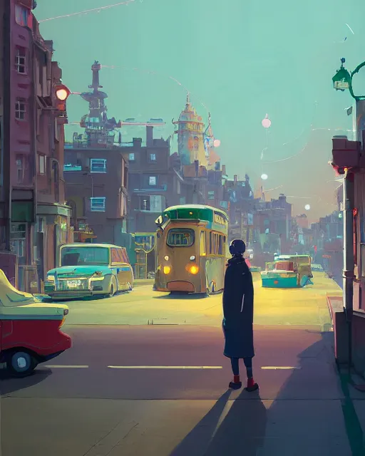 Prompt: painting of brighton, england, detailed, by simon stalenhag, cory loftis, james gilleard, atey ghailan, makoto shinkai, goro fujita, studio ghibli, rim light, exquisite lighting, clear focus, very coherent, plain background, soft painting