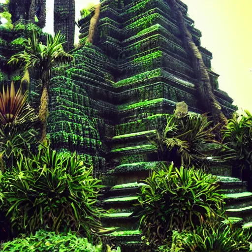 Prompt: psychedelic jungle temples