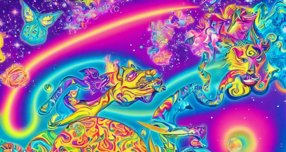 Prompt: the two complementary forces that make up all aspects and phenomena of life, by Lisa Frank,