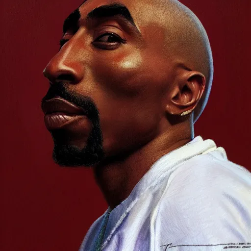 Image similar to epic portrait of tupac shakur, detailed, digital painting, artstation, concept art, donato giancola, joseph christian leyendecker, wlop, boris vallejo, breathtaking, high details, extremely detailed, establishing shot, artistic, hyper realistic, octane render