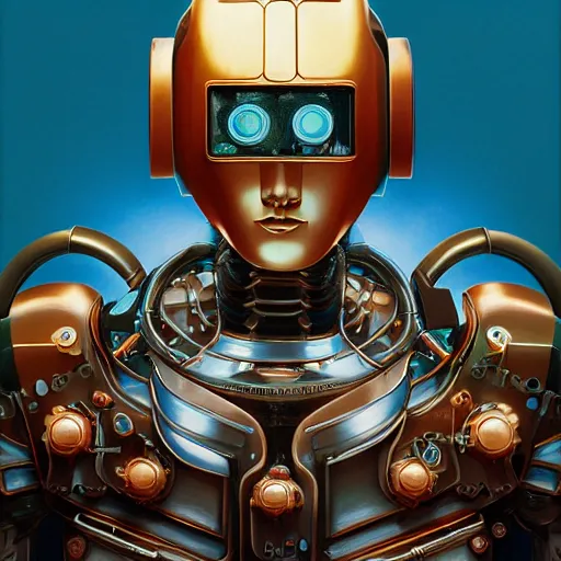 Prompt: Portrait of the robot from the movie Metropolis, art deco design, by Mandy Jurgens and Warhol, Ernst Haeckel, James Jean, artstation