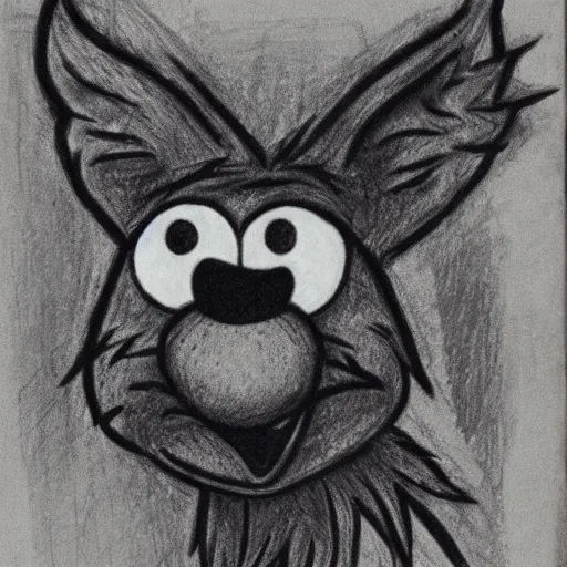 Prompt: grunge drawing of elmo