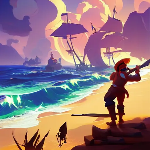 Image similar to painting treasure on sea of thieves game smooth median photoshop filter cutout vector, behance hd by jesper ejsing, by rhads, makoto shinkai and lois van baarle, ilya kuvshinov, rossdraws global illumination