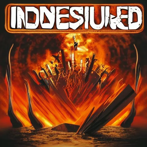 Prompt: indestructible by disturbed album cover but its soup