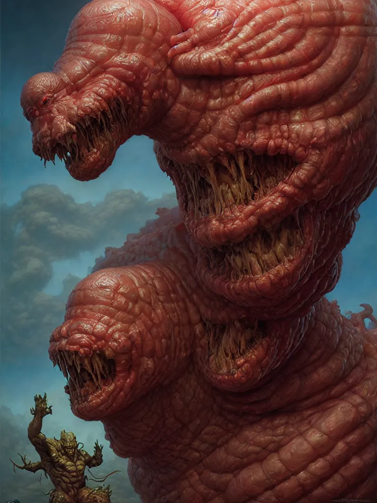 Image similar to hyperrealistic rendering, fat smooth cronenberg flesh monster final fantasy behemoth by donato giancola and greg rutkowski and wayne barlow and zdzisław beksinski, eyeballs, product photography, action figure, sofubi, studio lighting, colored gels, colored background