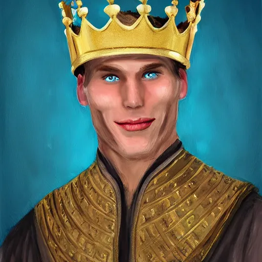 Image similar to jerma as a king, wearing a crown, king, highy detailed headshot painting