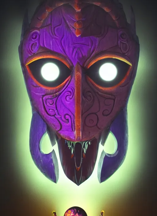 Image similar to majora\'s mask evil moon looking at the viewer maniacally, legend of zelda, dramatic lighting, cinematic, film, dynamic pose, movie scene, colorful, dark art, concept art, 8K, actor as role, octane render, visionary art, artstation,neon lighting, intense shadows
