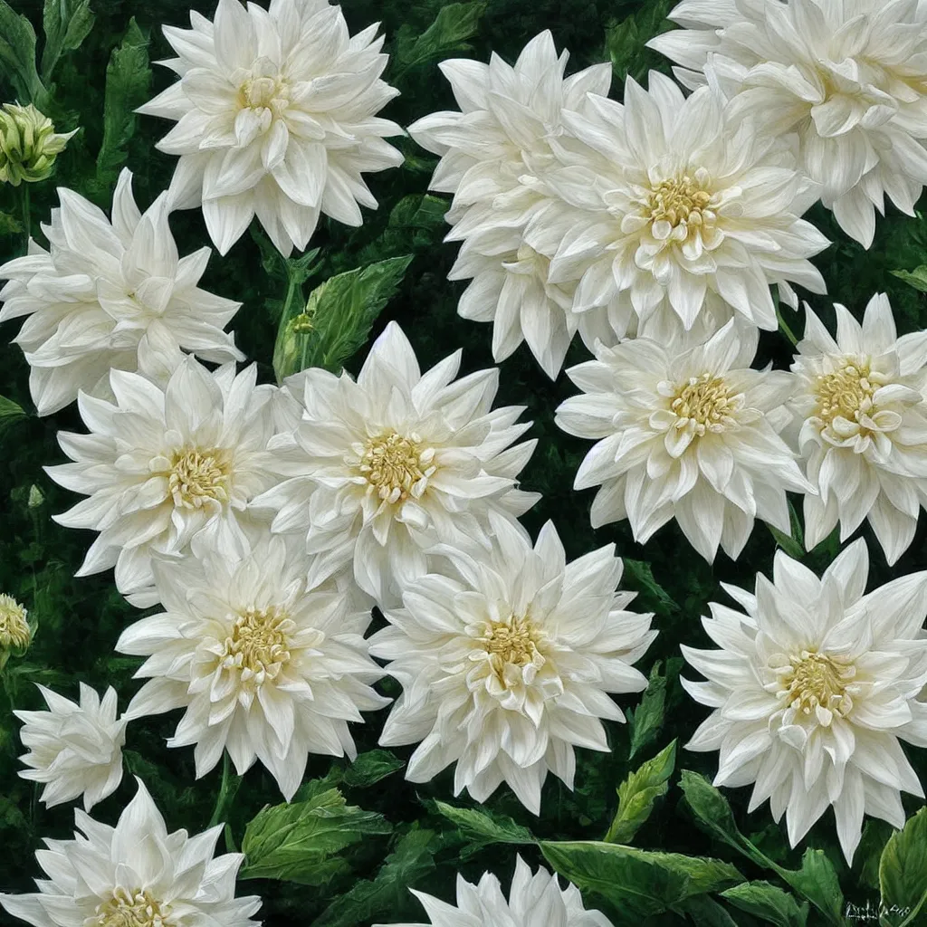 Image similar to beautiful white dahlia flower painterly emotionally evoki