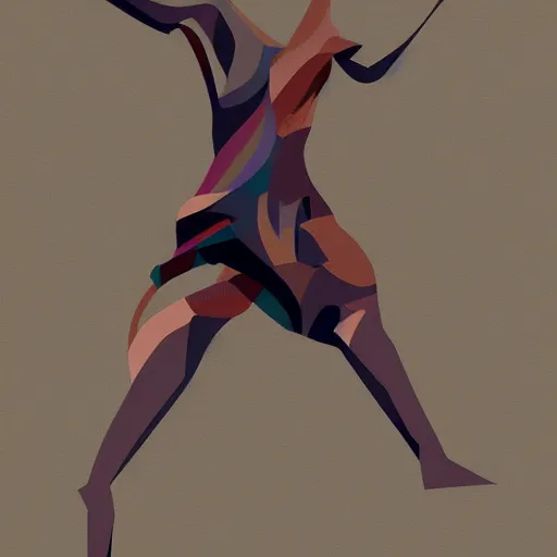 Prompt: an expressive stylized digital painting of a figure in a dynamic pose