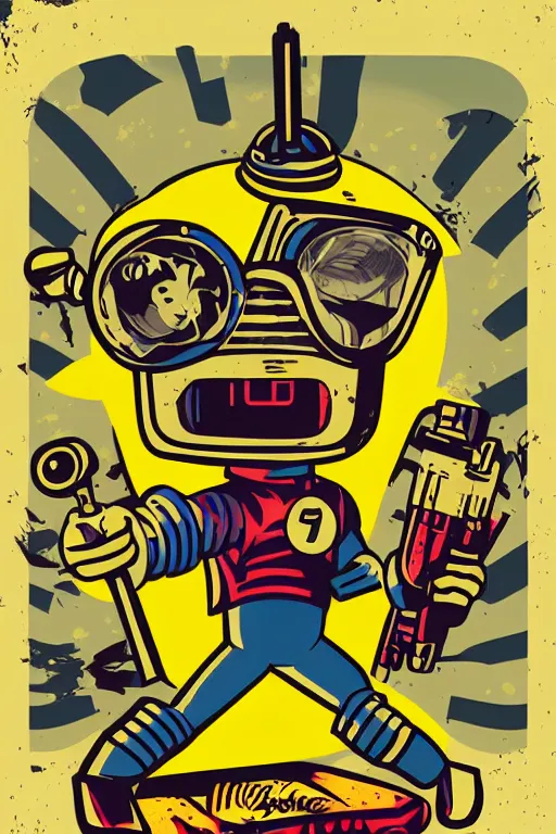 Image similar to fallout 7 6 retro futurist illustration art by butcher billy, sticker, colorful, illustration, highly detailed, simple, smooth and clean vector curves, no jagged lines, vector art, smooth andy warhol style