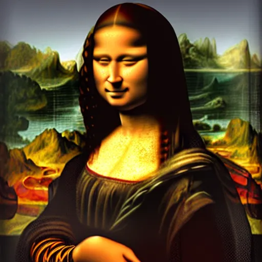 Prompt: an Afro American girl as Mona Lisa