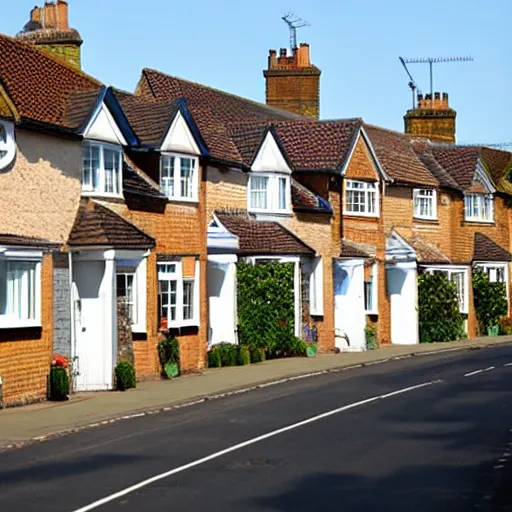 Prompt: british suburban street, houses, 2006