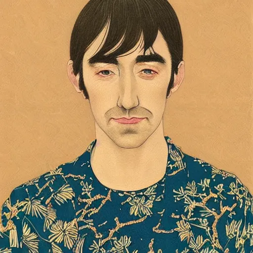 Prompt: “ lee pace portrait by ikenaga yasunari and ayana otake and ko rakusui, 6 0 s poster, drawing, realistic, sharp focus, japanese, dreamy, nostalgia, faded, golden hues, floral clothes ”