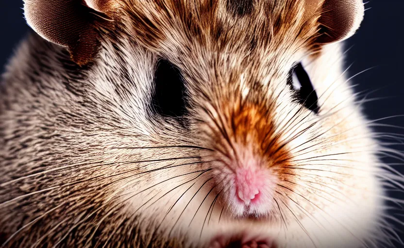 Prompt: portrait of a king hamster, detailed face, cinematic lighting, 8 k
