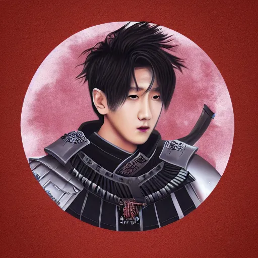 Image similar to “K-pop star Changbin as a samurai warrior, armored, digital art, award winning”