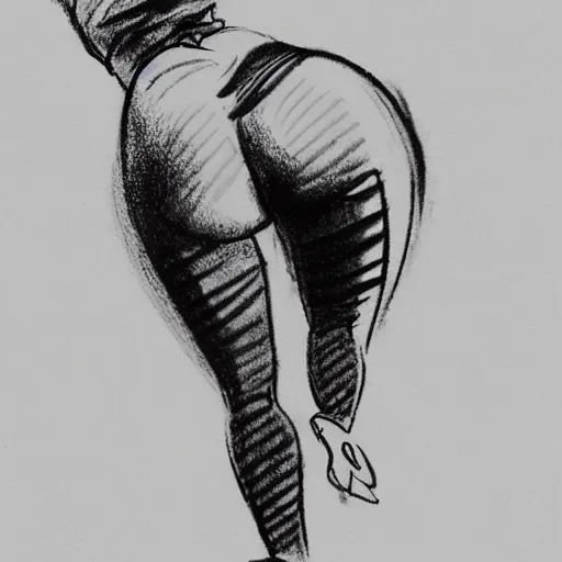 Image similar to milt kahl sketch of thick cuban girl wearing black yoga pants