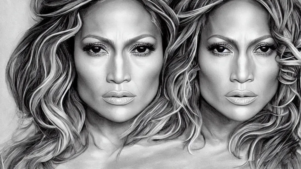 Image similar to hand - crafted indeterminate detailed portrait of jennifer lopez at elderly age of 1 0 5