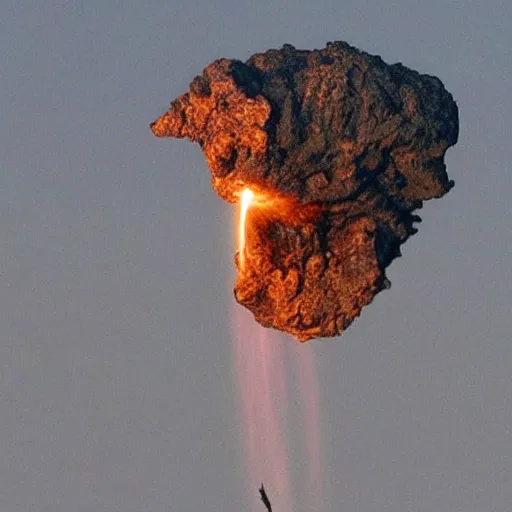 Prompt: Gandalf's face on a meteor crashing into Earth