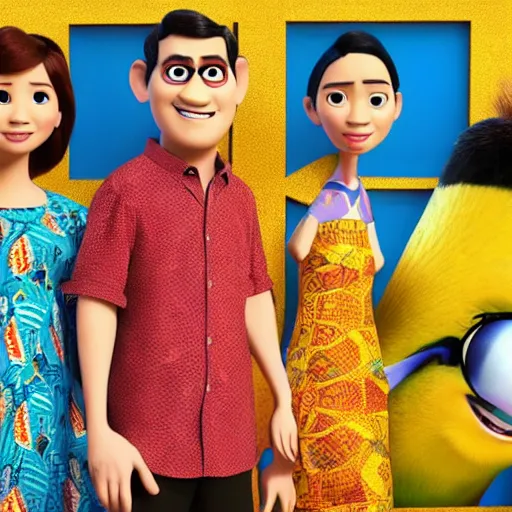 Image similar to A Portrait Shots of an unreleased Pixar movie wearing Batik Indonesia, 8K