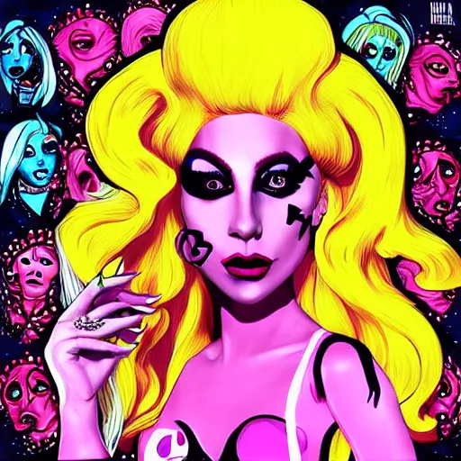 Prompt: “lady gaga chromatica album cover in Monster High art style”