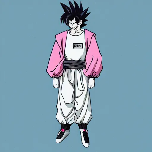 Image similar to streetwear fashion influencer character minimalistic illustration pastel colors dragon ball anime style