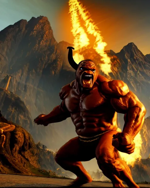 Image similar to Balrog from Lord of the rings in GTA V loading screen, GTA V Cover art by Stephen Bliss, boxart, loading screen,