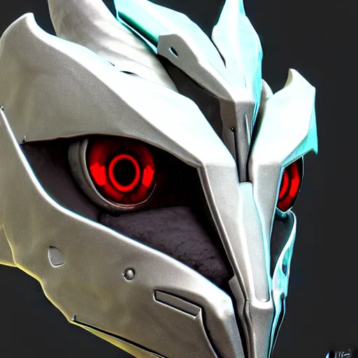 Image similar to close up bust of a cute stunning robot anthropomorphic female dragon, with sleek silver armor, a facial visor over the eyes, detailed digital art, furry art, anthro art, sci fi, warframe art, destiny art, high quality, 3D realistic, Furaffinity, Deviantart