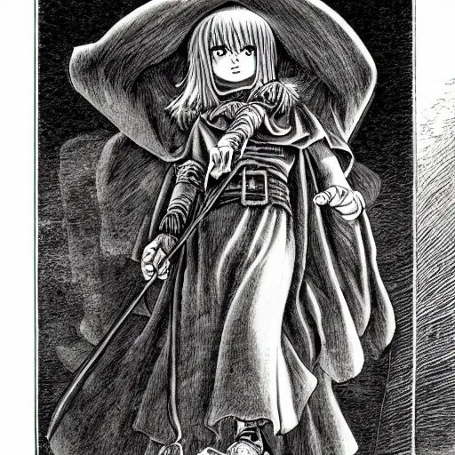 Prompt: young witch by kentaro miura