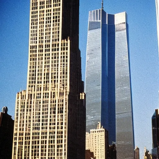 Prompt: the twin towers in new york city in the 1980s