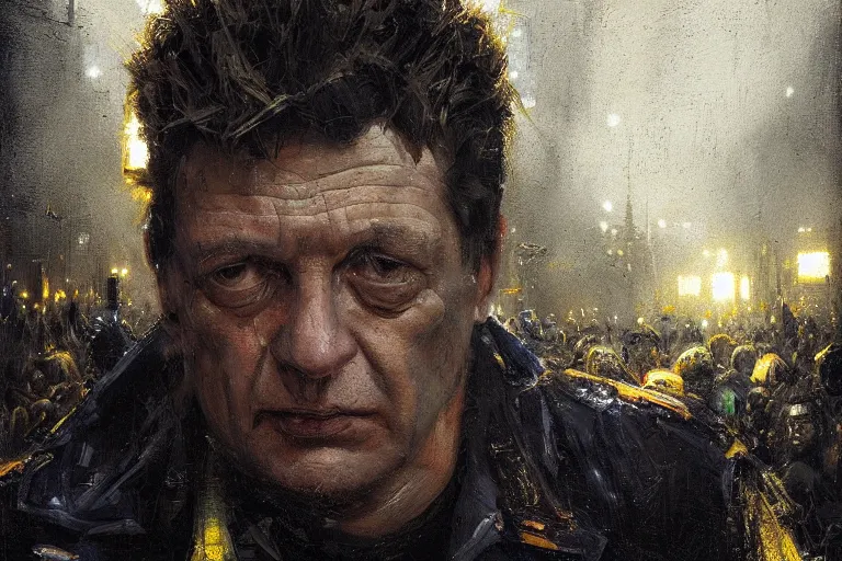 Prompt: portrait of herman brood, face to camera, crowd in background, contest winner award winning 4 k intricate detailed golden ratio!! by greg rutkowski and gaston bussiere dark gloomy atmosphere artstation hd artstation landscape