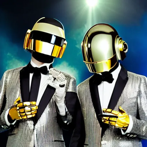 Prompt: Daft Punk playing trumpet