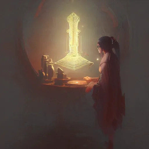 Image similar to concept illustration of an ancient glowing spellbook. glowing light, intricate, elegant, digital painting, concept art, smooth, sharp focus, illustration, from Metal Gear, by Ruan Jia and Mandy Jurgens and Greg Rutkowski and William-Adolphe Bouguereau, Trending on Artstation, artgem