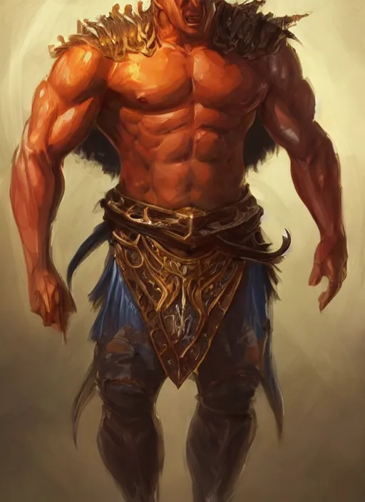 Image similar to muscly asian man middle parted hair, dndbeyond, bright, colourful, realistic, dnd character portrait, full body, pathfinder, pinterest, art by ralph horsley, dnd, rpg, lotr game design fanart by concept art, behance hd, artstation, deviantart, hdr render in unreal engine 5