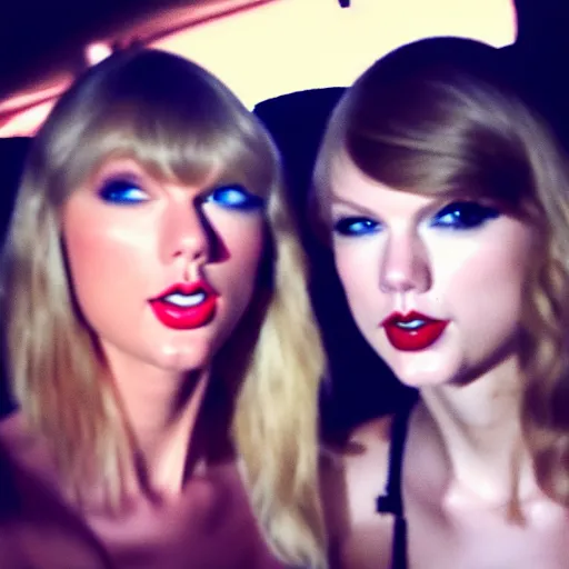 Image similar to a selfie of taylor swift and taylor swift, medium shot, detailed eyes,